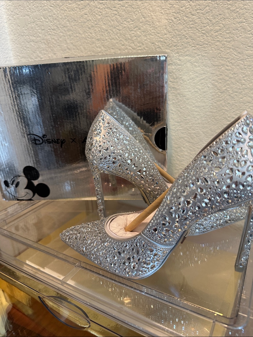 Disney Silver Crystal-Embellished Pointed-Toe Stilettos